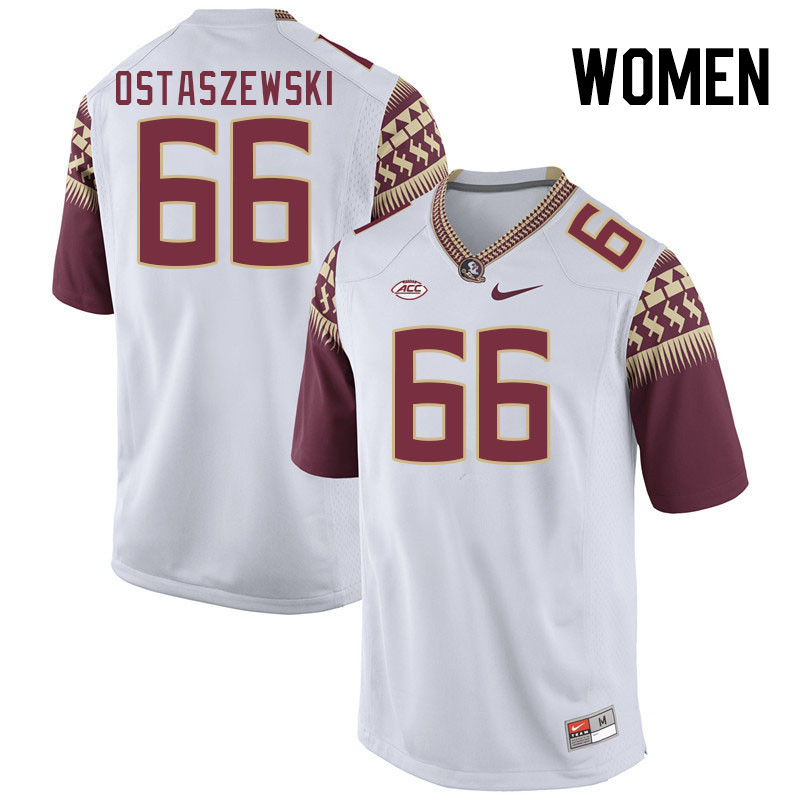 Women #66 Ben Ostaszewski Florida State Seminoles College Football Jerseys Stitched-White